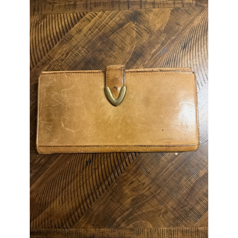 Vtg Boulder Ridge Brown Leather Large Folding Wallet Business Card Check Book